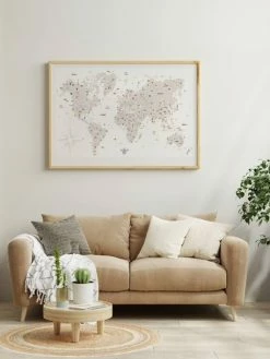 Affiche Carte Du Monde LES PETITES DATES Marron Imprimé - Les Petites Dates -Philips Shop affiche carte du monde les petites dates 1