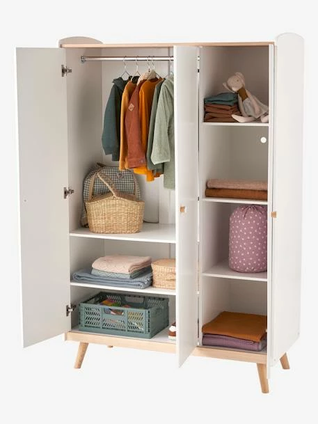 Armoire 3 Portes LIGNE CONFETTI Blanc/bois - Vertbaudet 4 Armoire 3 Portes LIGNE CONFETTI Blanc/bois - Vertbaudet – Image 2