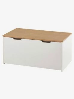 Banc Coffre De Rangement Sur Roulettes Blanc/bois - Vertbaudet