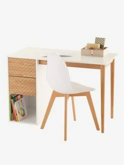 Bureau Ligne CHEVRONS Blanc/bois - Vertbaudet