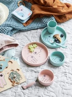 Coffret Repas 3 Pièces DONE BY DEER Sea Friends En Silicone Bleu - Done By Deer -Philips Shop coffret repas 3 pieces done by deer sea friends en silicone 5