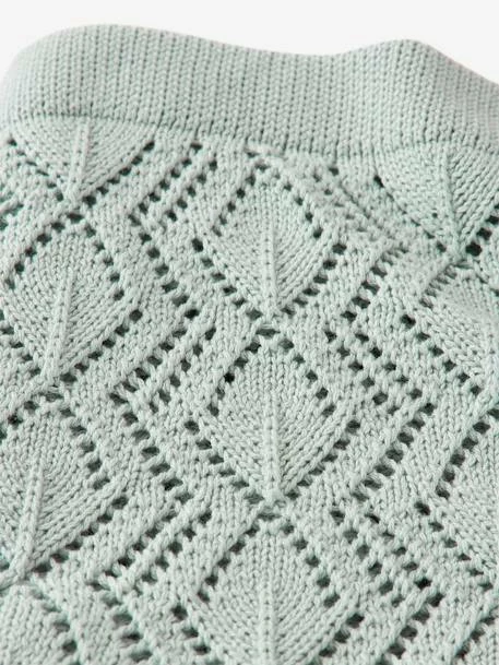 Couverture Pointelle En Coton Vert D'eau - Vertbaudet 5 Couverture Pointelle En Coton Vert D'eau - Vertbaudet – Image 3