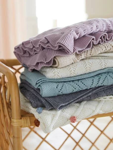 Couverture Pointelle En Coton Vert D'eau - Vertbaudet 7 Couverture Pointelle En Coton Vert D'eau - Vertbaudet – Image 5