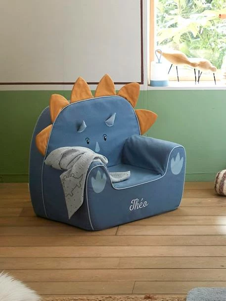 Fauteuil En Mousse Dino Triceratops Bleu - Vertbaudet 8 Fauteuil En Mousse Dino Triceratops Bleu - Vertbaudet – Image 6