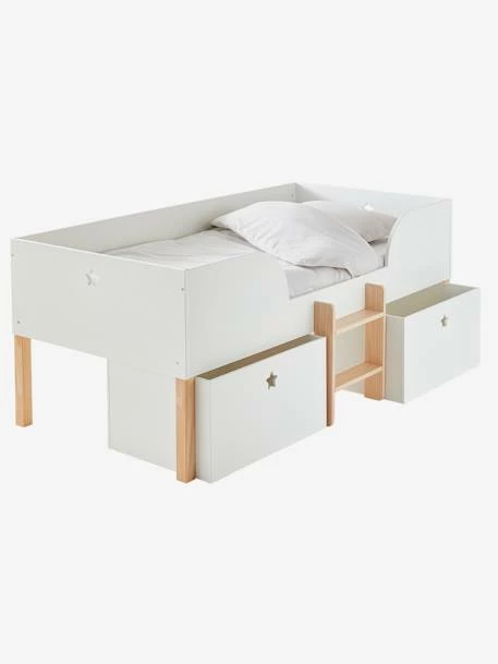 Lit En Hauteur Avec Rangements GRANDE OURSE Blanc / Bois - Vertbaudet 4 Lit En Hauteur Avec Rangements GRANDE OURSE Blanc / Bois - Vertbaudet – Image 2