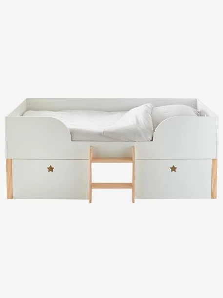 Lit En Hauteur Avec Rangements GRANDE OURSE Blanc / Bois - Vertbaudet 5 Lit En Hauteur Avec Rangements GRANDE OURSE Blanc / Bois - Vertbaudet – Image 3