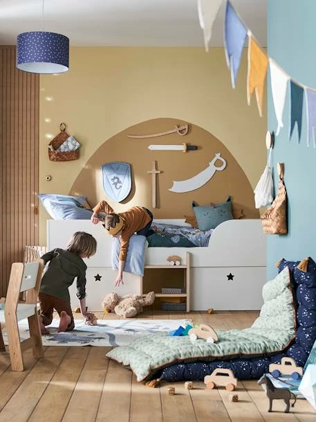 Lit En Hauteur Avec Rangements GRANDE OURSE Blanc / Bois - Vertbaudet 7 Lit En Hauteur Avec Rangements GRANDE OURSE Blanc / Bois - Vertbaudet – Image 5