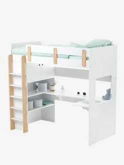 Lit Mezzanine Avec Bureau Et Rangement LIGNE EVEREST Kaki - Vertbaudet