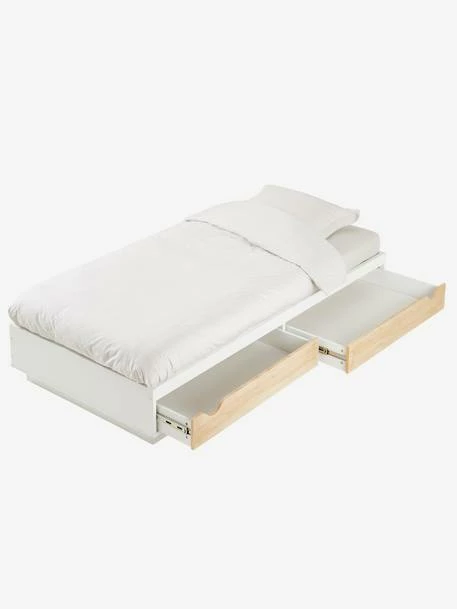 Lit Plateforme Enfant Avec Tiroirs LIGNE SCHOOL Blanc / Bois - Vertbaudet 4 Lit Plateforme Enfant Avec Tiroirs LIGNE SCHOOL Blanc / Bois - Vertbaudet – Image 2