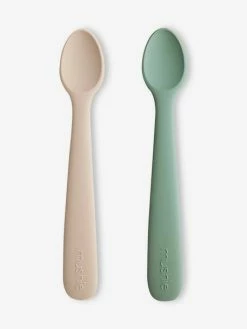Lot De 2 Cuillères 1er âge MUSHIE En Silicone Beige + Vert - Mushie -Philips Shop lot de 2 cuilleres 1er age mushie en silicone 1