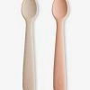 Lot De 2 Cuillères 1er âge MUSHIE En Silicone Beige + Vert - Mushie -Philips Shop lot de 2 cuilleres 1er age mushie en silicone
