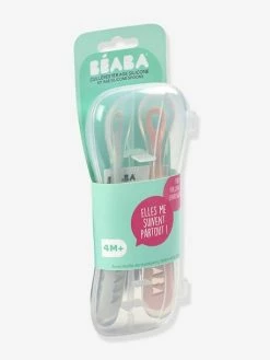 Lot De 2 Cuillères Ergonomiques D'apprentissage + Boîte De Transport BEABA Rose/gris - Beaba -Philips Shop lot de 2 cuilleres ergonomiques dapprentissage boite de transport beaba 2