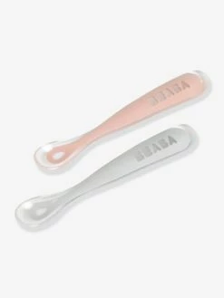 Lot De 2 Cuillères Ergonomiques D'apprentissage + Boîte De Transport BEABA Rose/gris - Beaba -Philips Shop lot de 2 cuilleres ergonomiques dapprentissage boite de transport beaba 4