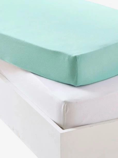 Lot De 2 Draps-housses Bébé En Jersey Extensible Gris + Blanc - Vertbaudet 3 Lot De 2 Draps-housses Bébé En Jersey Extensible Gris + Blanc - Vertbaudet