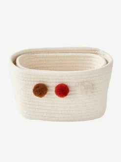 Lot De 2 Paniers En Corde à Pompons Beige - Vertbaudet -Philips Shop lot de 2 paniers en corde a pompons 2