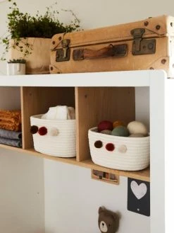 Lot De 2 Paniers En Corde à Pompons Beige - Vertbaudet -Philips Shop lot de 2 paniers en corde a pompons 3