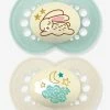 Lot De 2 Sucettes En Silicone MAM Nuit 18+ Vert + Bleu - Mam -Philips Shop lot de 2 sucettes en silicone mam nuit 18