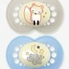 Lot De 2 Sucettes En Silicone MAM Nuit 6+ Beige + Bleu - Mam -Philips Shop lot de 2 sucettes en silicone mam nuit 6