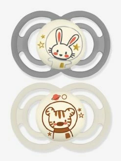 Lot De 2 Sucettes En Silicone MAM Perfect Nuit 18+ Gris + Beige - Mam