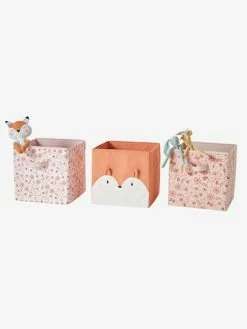 Lot De 3 Bacs De Rangement FLEURETTES Rose - Vertbaudet