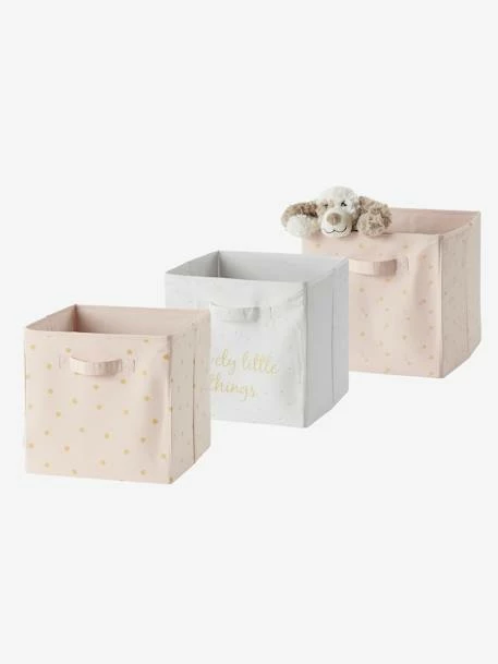 Lot De 3 Bacs De Rangement Lovely Rose Poudré Imprimé - Vertbaudet 3 Lot De 3 Bacs De Rangement Lovely Rose Poudré Imprimé - Vertbaudet