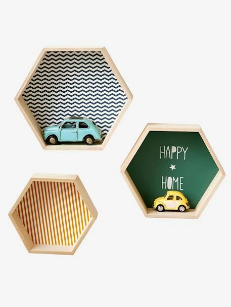 Lot De 3 étagères Hexagones Enfant Bois/multicolore - Vertbaudet 3 Lot De 3 étagères Hexagones Enfant Bois/multicolore - Vertbaudet