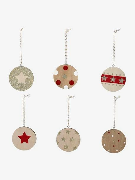 Lot De 6 Boules De Noël Plates En Bois Naturel - Vertbaudet 5 Lot De 6 Boules De Noël Plates En Bois Naturel - Vertbaudet – Image 3