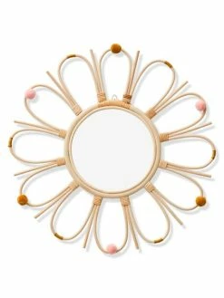 Miroir En Rotin à Pompons Sunshine Naturel - Vertbaudet