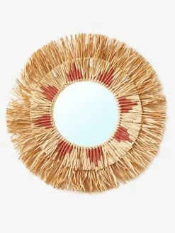 Miroir Rond Raphia Beige / Rose - Vertbaudet