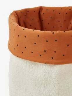 Panier Réversible Fausse Fourrure Bouclette Blanc/caramel Imprimé - Vertbaudet -Philips Shop panier reversible fausse fourrure bouclette 1