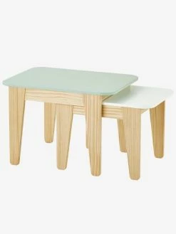 Tables Gigognes Gris Vert/bois + Blanc/bois - Vertbaudet
