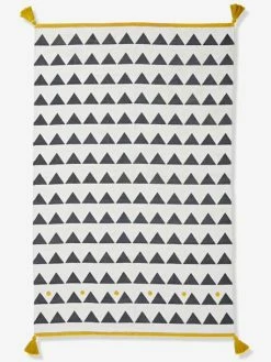 Tapis à Pompons Et Triangles Atlas Noir Et Blanc - Vertbaudet