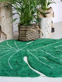 Tapis Coton Lavable Feuille Monstera LORENA CANALS Vert - Lorena Canals -Philips Shop tapis coton lavable feuille monstera lorena canals 2