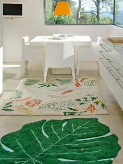 Tapis Coton Lavable Feuille Monstera LORENA CANALS Vert - Lorena Canals -Philips Shop tapis coton lavable feuille monstera lorena canals 3