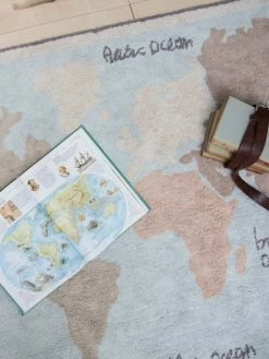 Tapis Coton Lavable Mappemonde LORENA CANALS Bleu Ciel - Lorena Canals -Philips Shop tapis coton lavable mappemonde lorena canals 2