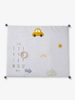 Tapis Photo Bébé Personnalisable En Gaze De Coton EN VOITURE SIMON ! Bleu - Vertbaudet -Philips Shop tapis photo bebe personnalisable en gaze de coton en voiture simon 1 5